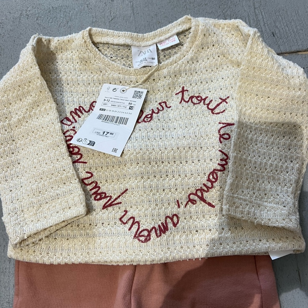 Zara Cream and Pink Kids Matching Set